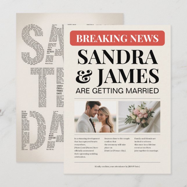 Carte "Breaking News" pour annoncer la date de vot (Devant / Derrière)