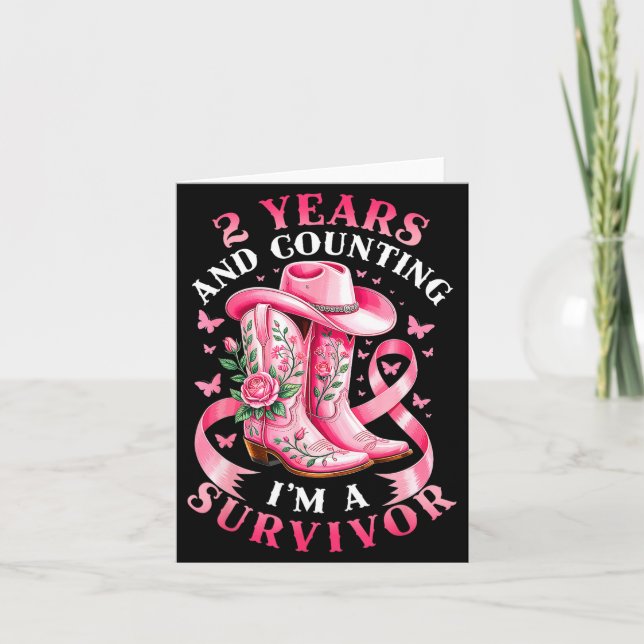 Carte Breast Cancer 2 Years Survivor Nk Ribbon Cowgirl G (Devant)