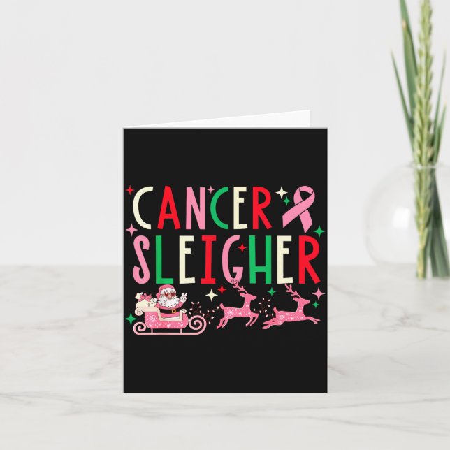 Carte Breast Cancer Christmas Nk Ribbon Santa Sleigh Rei (Devant)