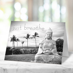 Carte Breathe Tropical Hawaii Bouddha noir blanc