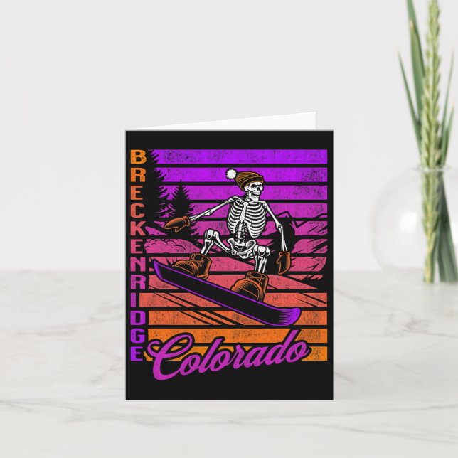 Carte Breckenridge Colorado Retro Snowboard Skeleton (Devant)