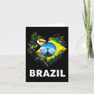 Carte Brésil Drapeau Toucan Jungle Heart