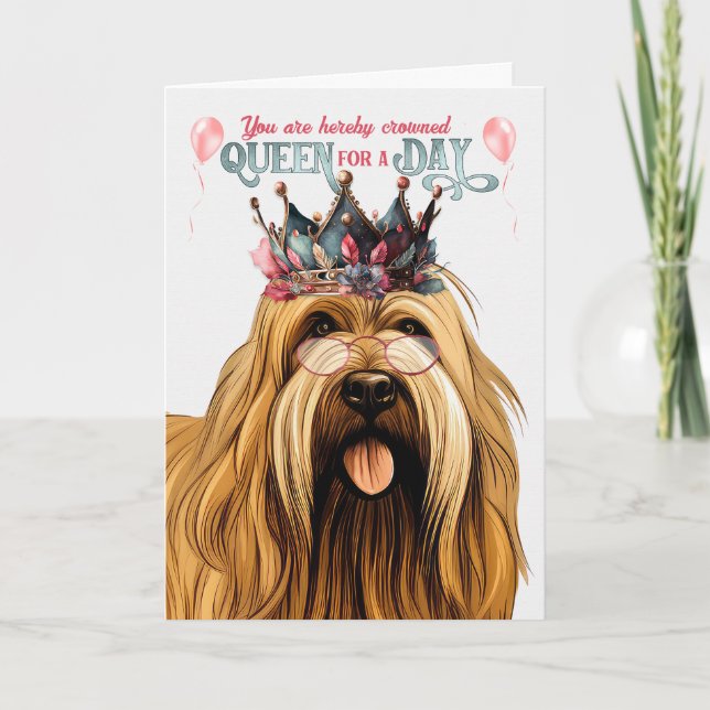 Carte Briard Dog Queen pour une journée drôle d'annivers (Devant)