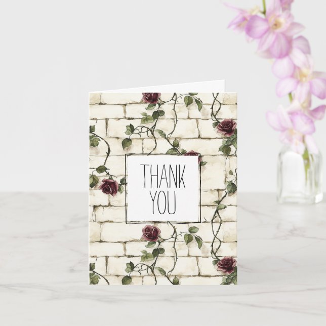 Carte Brick Wall Roses rouges Merci floral (Orchidée)