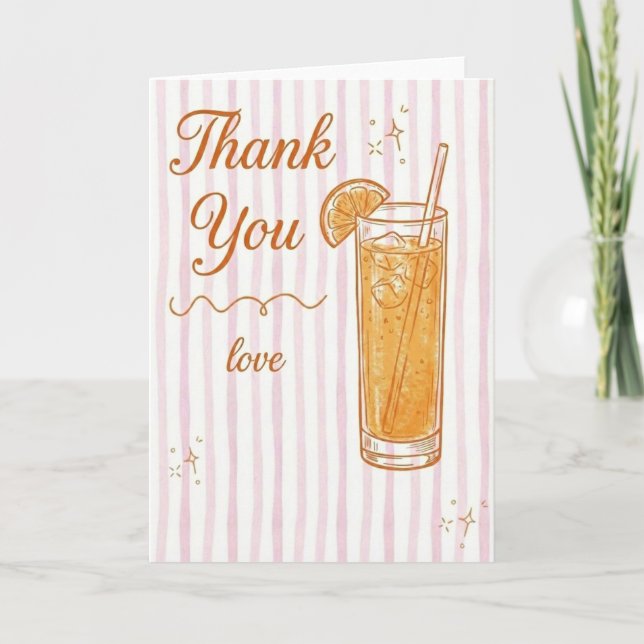 Carte Bridal Shower Party Thank You Love Cocktail Chic (Devant)