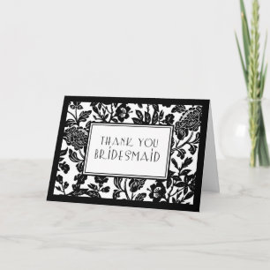 Carte Bridesmaid en Merci Floral noir et blanc