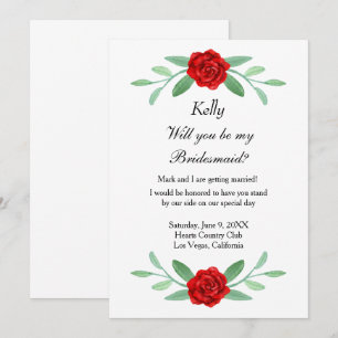 Carte Bridesmaid Foliage Floral Rouge