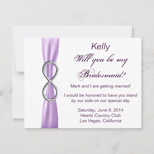 Carte Bridesmaid Mariage Lavender Infinity (Devant)