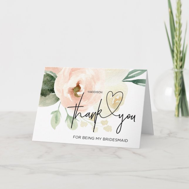 Carte Bridesmaid Merci Mariage Cadeau De Bride Pink (Devant)