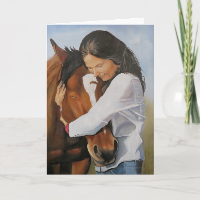 Carte Bridget et sa Secourt Horse Art Greeting Card (Devant)