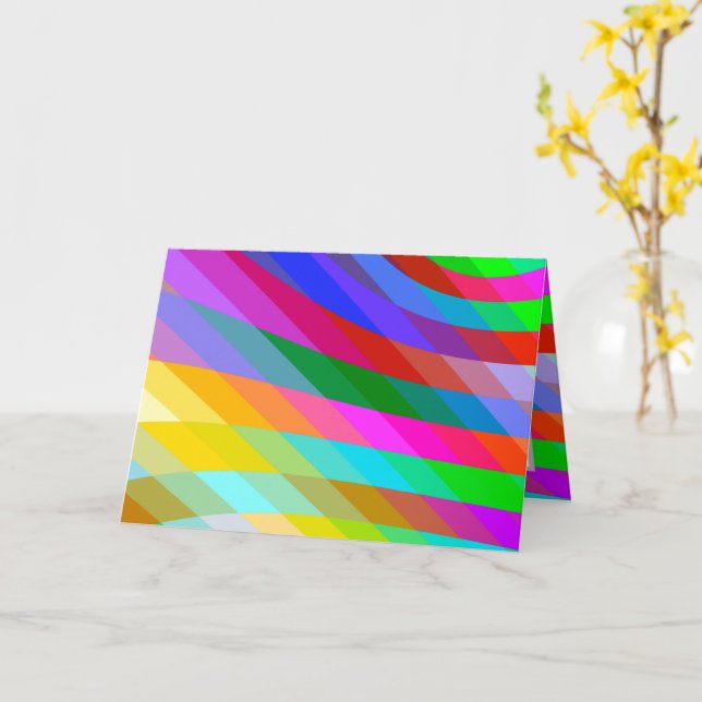 Carte Bright Bold MultiColor Stripes plié GreetingCard (Fleur jaune)