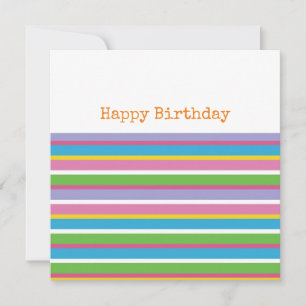 Carte Bright Color Stripes HEUREUX ANNIVERSAIRE Moderne 