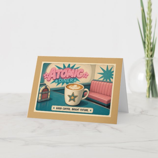 Carte Bright Future Retro Atomic Diner Star Latte (Devant)