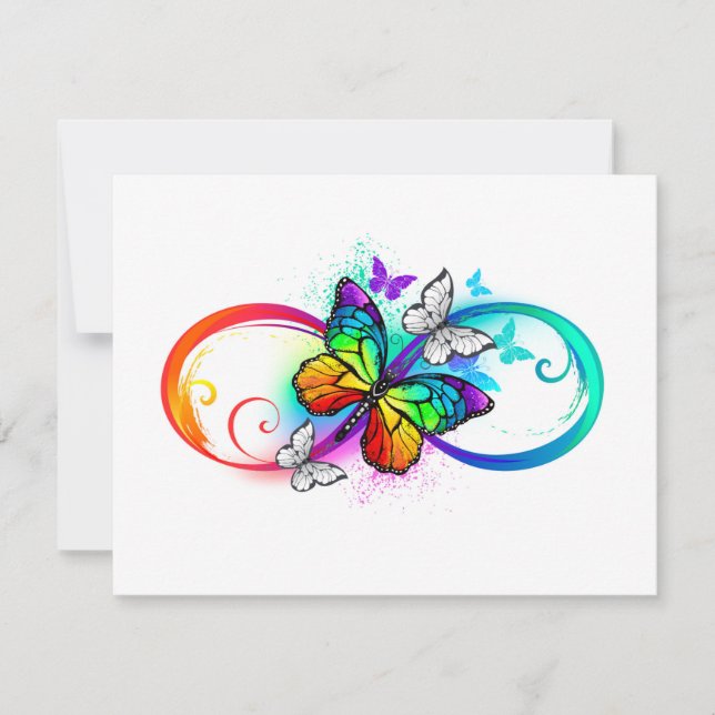 Carte Bright infinity with rainbow butterfly (Devant)