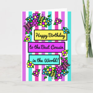 Carte Bright Joli Anniversaire Whimsical pour Cousin