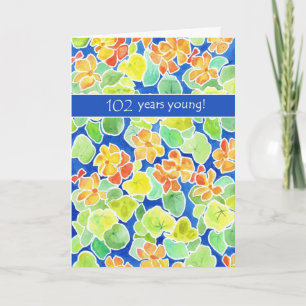 Carte Bright Orange Nasturtiums Floral 102e anniversaire