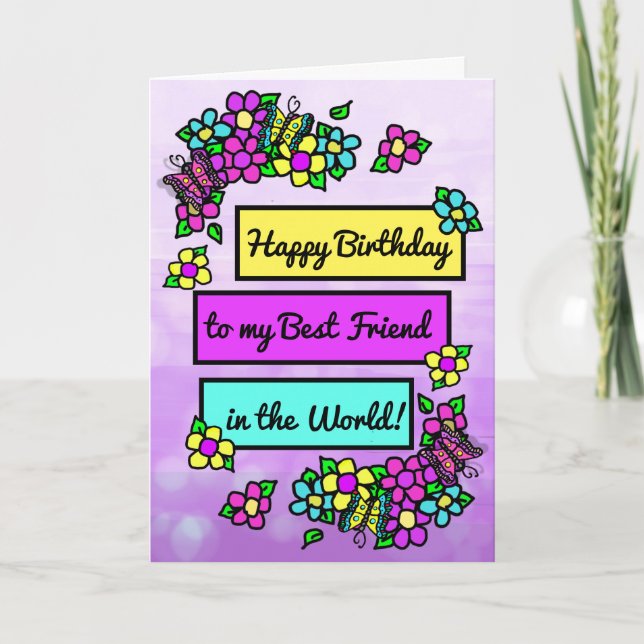 Carte Bright Pretty Whimsical Anniversaire pour le meill (Devant)
