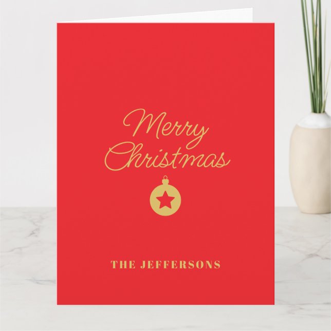 Carte Bright Red & Gold Colors Merry Christmas (Devant)