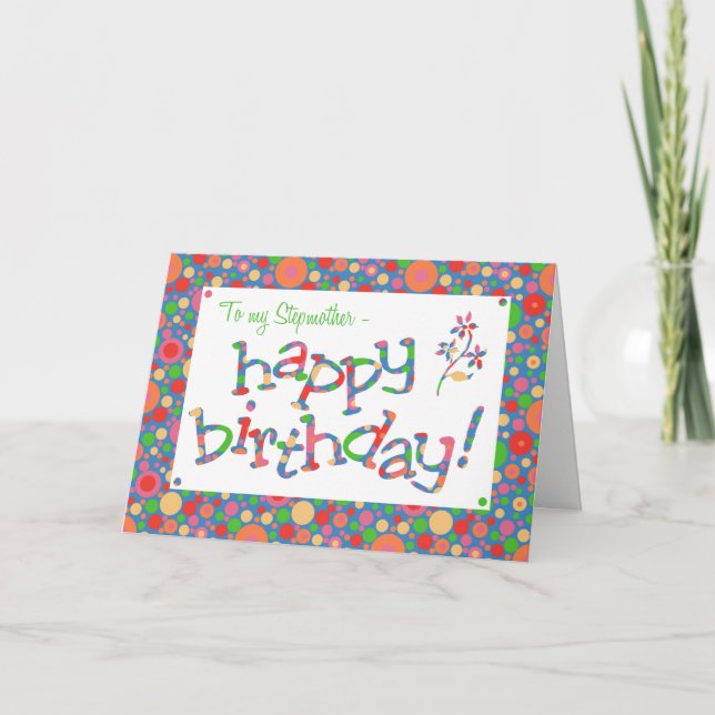 Carte Bright Spots Motif sur Blue Stepmère Anniversaire (Devant)