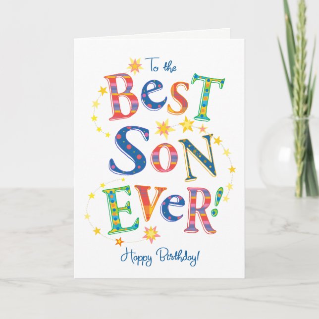 Carte Bright Text-based Birthday Card pour Best Son Ever (Devant)