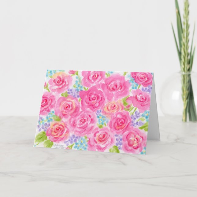 Carte Brillant Mariage Rose Félicitations Love Happines (Devant)