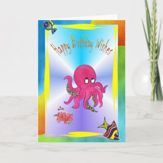 Carte Brillante De Joyeux Anniversaire De Poulpe Zazzle Fr