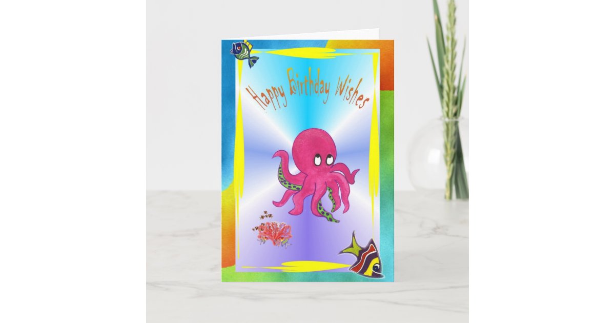 Carte Brillante De Joyeux Anniversaire De Poulpe Zazzle Fr