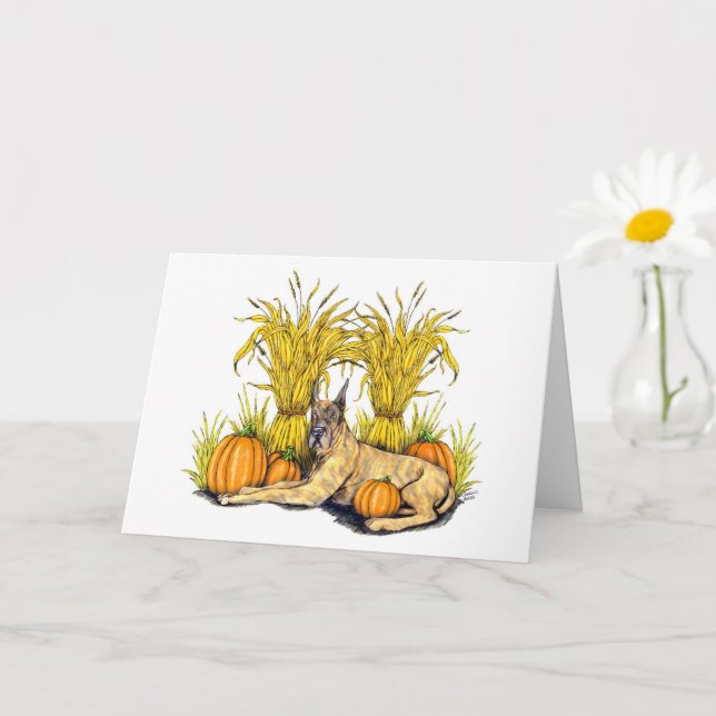 Carte Brindle Great Dane Récolte d'automne (Petite plante)