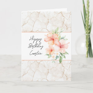 Carte Brise d'été Fleurs d'Hibiscus Péché Anniversaire
