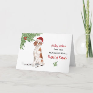 Carte Brittany Christmas From Dog in Funny Santa Hat