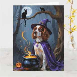 Carte Brittany Spaniel Chien Whimsical Halloween Peintur
