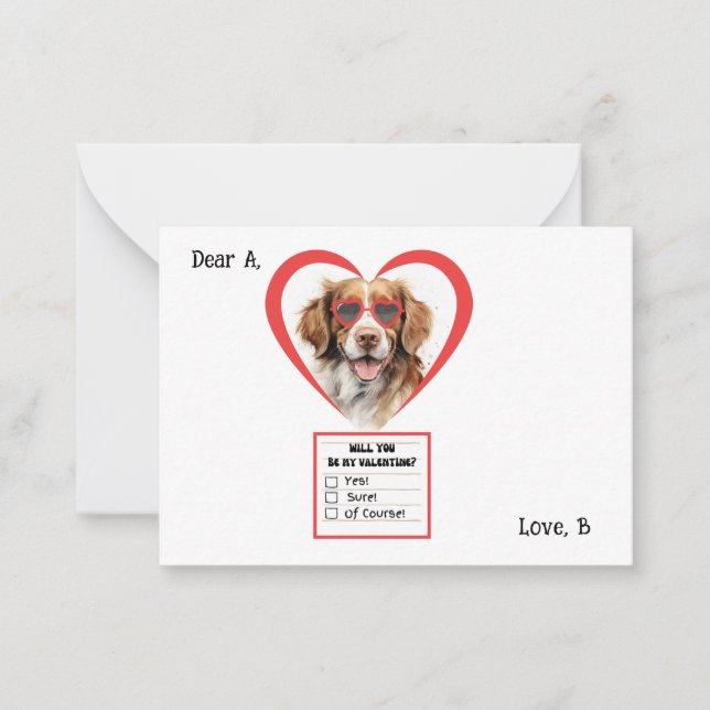 Carte Brittany Spaniel Dog Valentine Note (Devant)
