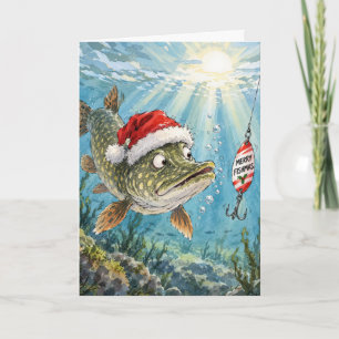 Carte Brochet du Nord de Noël dans l'eau de l'océan