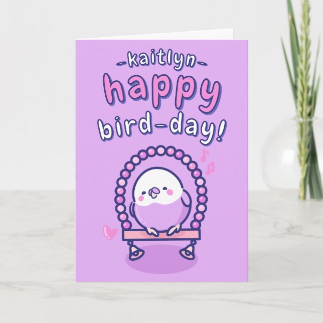 Carte Brochure Budgie Pun pour filles violet (Devant)