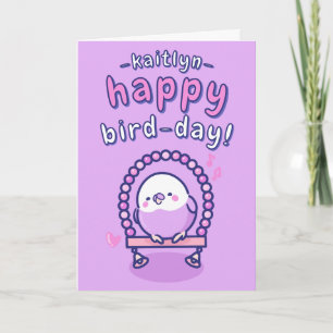 Carte Brochure Budgie Pun pour filles violet