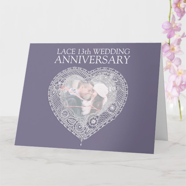 Carte Broderie 13e anniversaire de mariage surdimensionn (Orchidée)