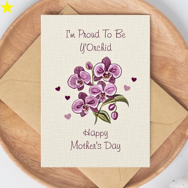 Carte Broderie de typographie d'orchidée violette pour l (Créateur téléchargé)