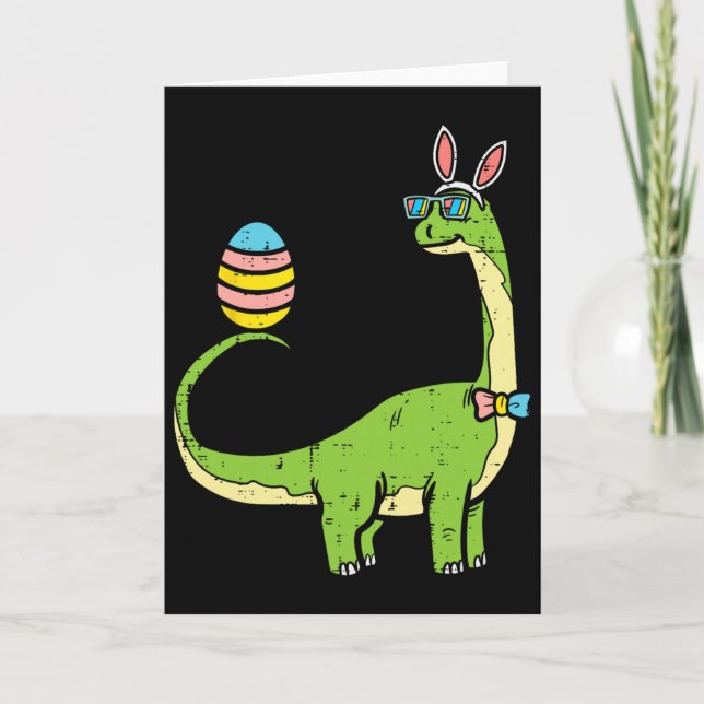 Carte Brontosaurus Oreilles de Lapin Oeuf Jour de Pâques (Devant)