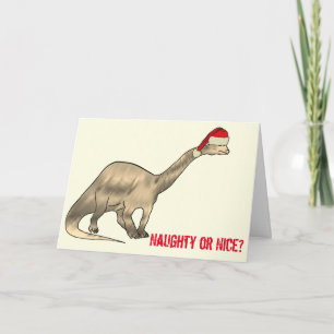 Carte Brontosaurus Père Noël Drôle de dinosaure slogan f
