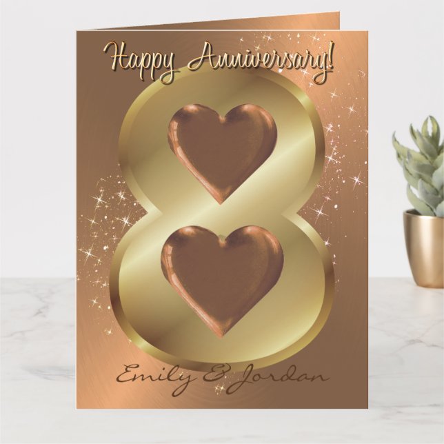Carte Bronze personnalisé 8e année Mariage Anniversaire (Petite plante)
