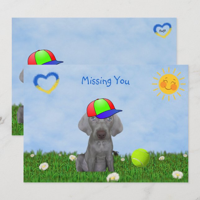 Carte Brooklyn the Weimaraner's Greeting Flat Card (Devant / Derrière)