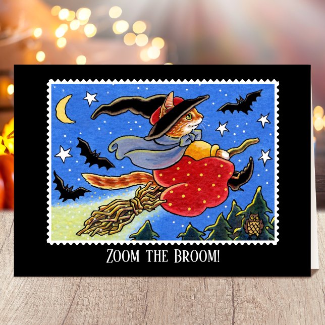 Carte Broomstick sorcière Halloween personnalisée (Créateur téléchargé)