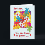 Carte Brother Anniversaire Puzzle Amour aux pièces<br><div class="desc">Bientôt ce sera la journée spéciale de votre frère. Une fois célébré,  profitez de l'occasion pour lui donner cette carte pour lui saluer un joyeux anniversaire et lui faire savoir qu'il est aimé en morceaux.</div>