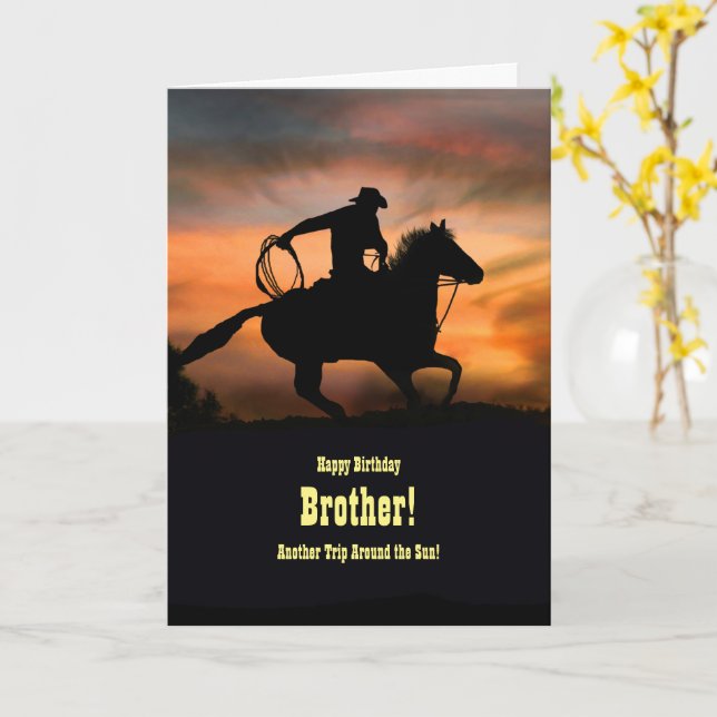 Carte Brother Birthday Cool Pays Western Horse Card (Fleur jaune)