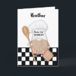 Carte Brother Birthday Whimsical Gnome Chef Cuisine<br><div class="desc">L'avant de la carte présente une charmante illustration d'un cuisinier gnome,  spécialement conçu pour un frère. Le gnome dégage une sensation de gaieté et de camaraderie,  portant un casquette de chef avec une touche ludique. Le nom du casquette du chef peut être customisé pour n'importe quel nom.</div>