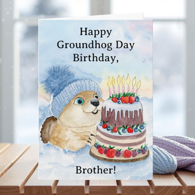 Carte Brother Happy Groundhog Day Birthday Groundhog (Créateur téléchargé)