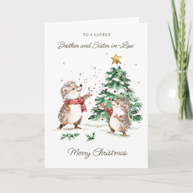 Carte Brother & Sister in-Law Christmas Tree Hedgehog (Devant)