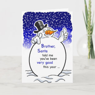 Carte Brother Snowman Père Noël, Humour de Noël