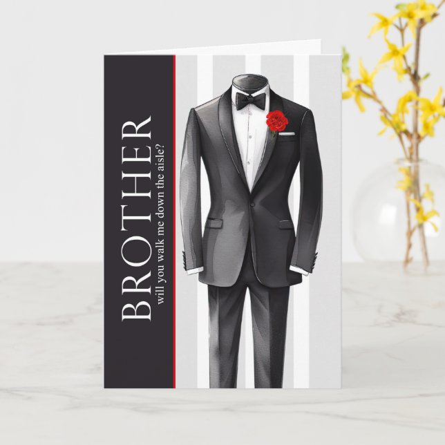 Carte Brother Walk Me Down the Aisle Wedding Request (Fleur jaune)