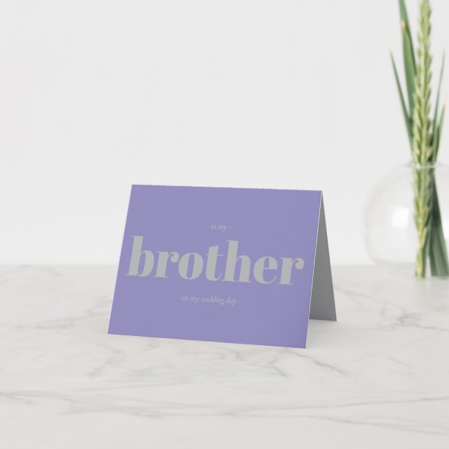 Carte Brother Wedding Minimal Simple Lavender Silver (Devant)
